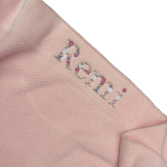 Bloom Floral Personalised Baby Knitted Blanket - Stitch Nest