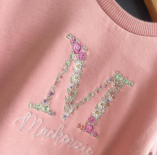 Bloom Floral Initial Romper - Stitch Nest