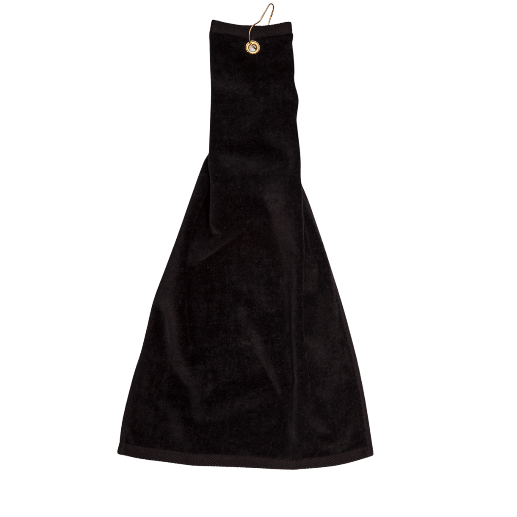 Personalised embroidered golf towel in Black — Stitch Nest, made to order in Ballarat