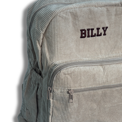 Personalised Corduroy Kids Backpack – Custom Embroidered Name Bag