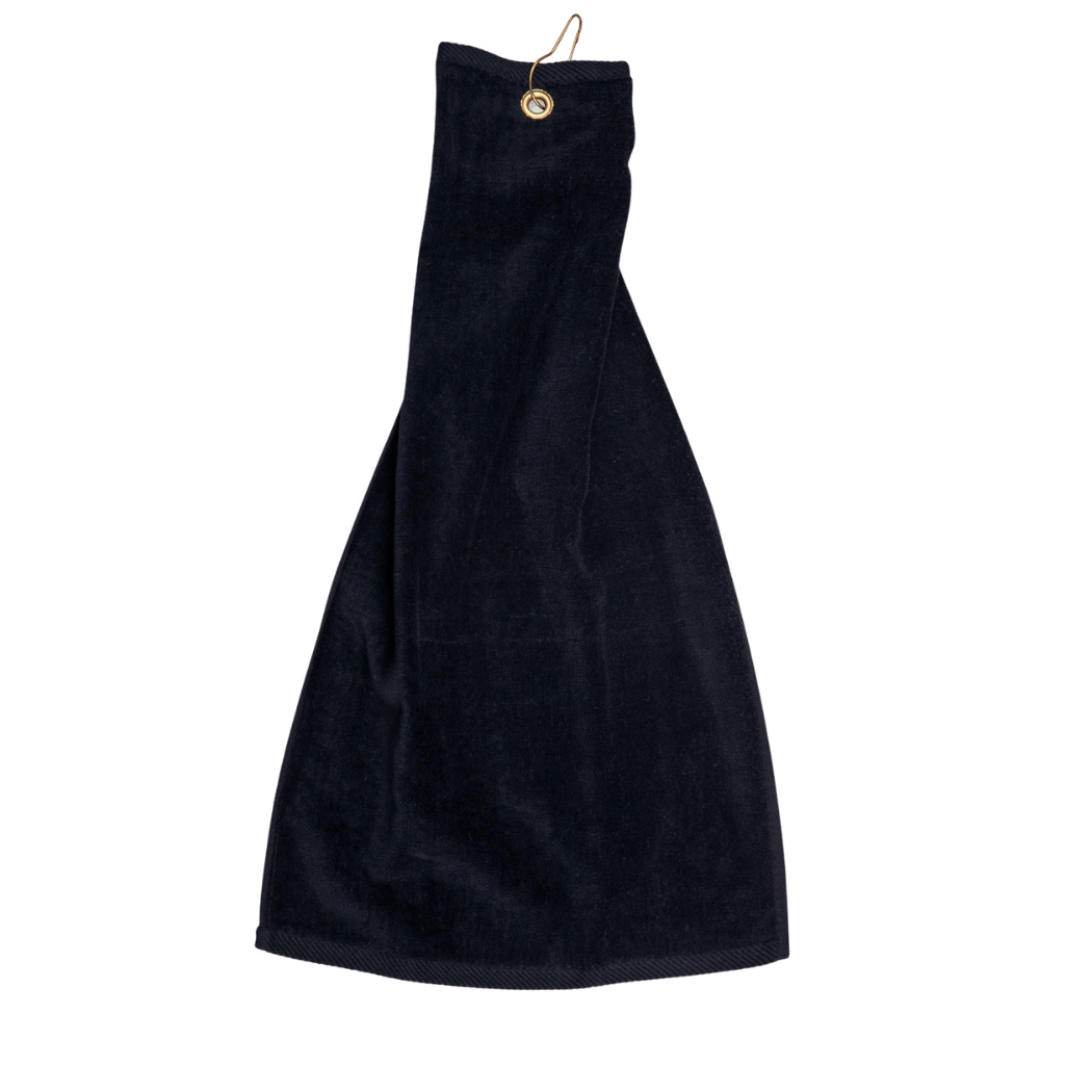 Personalised embroidered golf towel in Navy — Stitch Nest, made to order in Ballarat