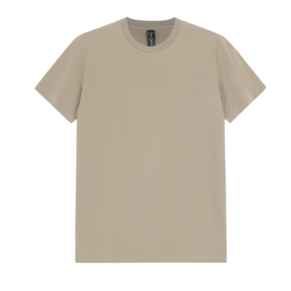 Personalised embroidered cotton t-shirt in Sandstone — Stitch Nest, made to order in Ballarat