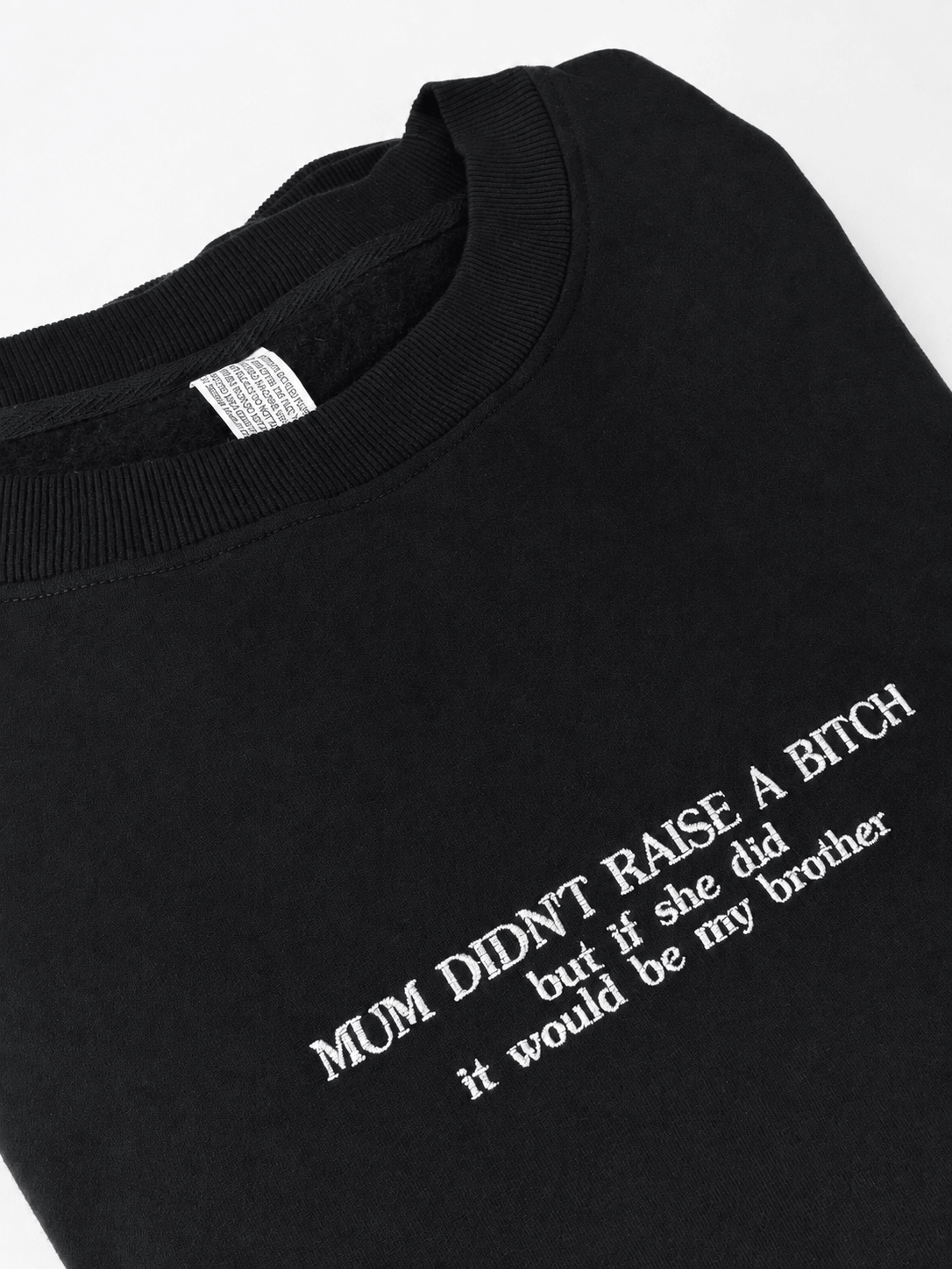 Personalised embroidered crew sweatshirt in Black — Stitch Nest, made to order in Ballarat