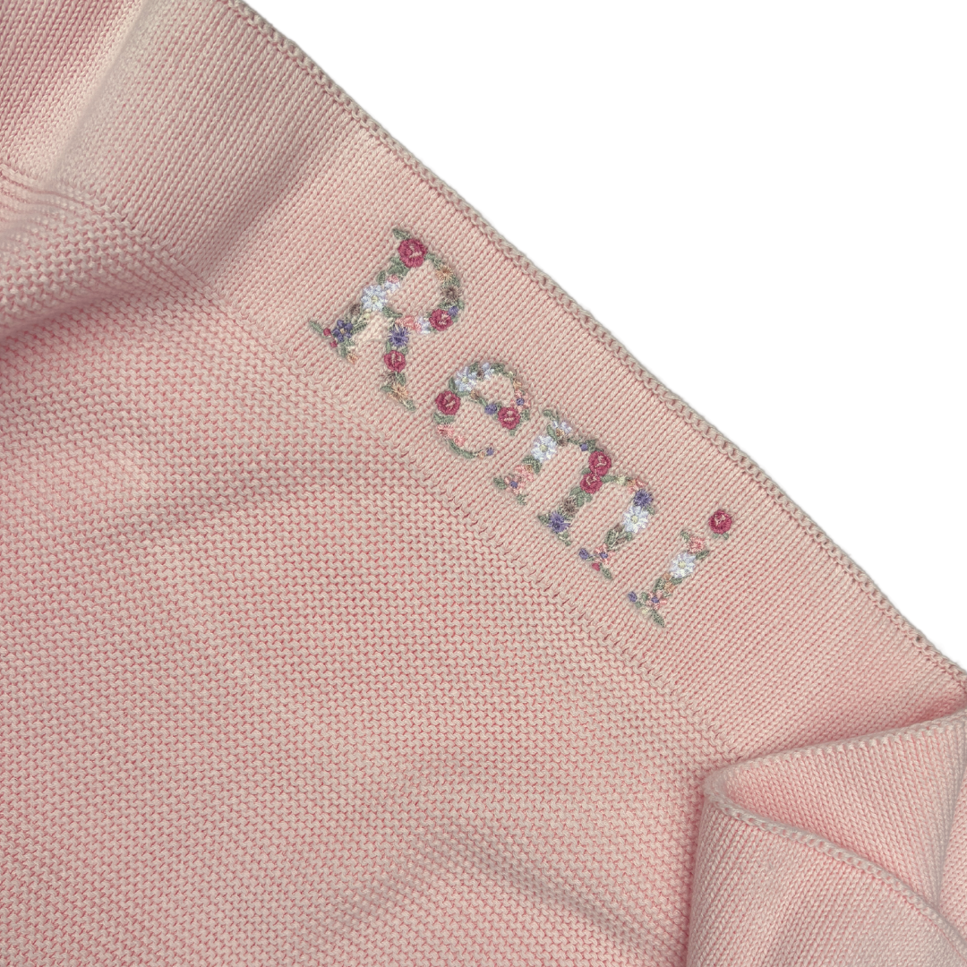 Bloom Floral Personalised Baby Knitted Blanket