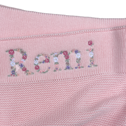 Bloom Floral Personalised Baby Knitted Blanket