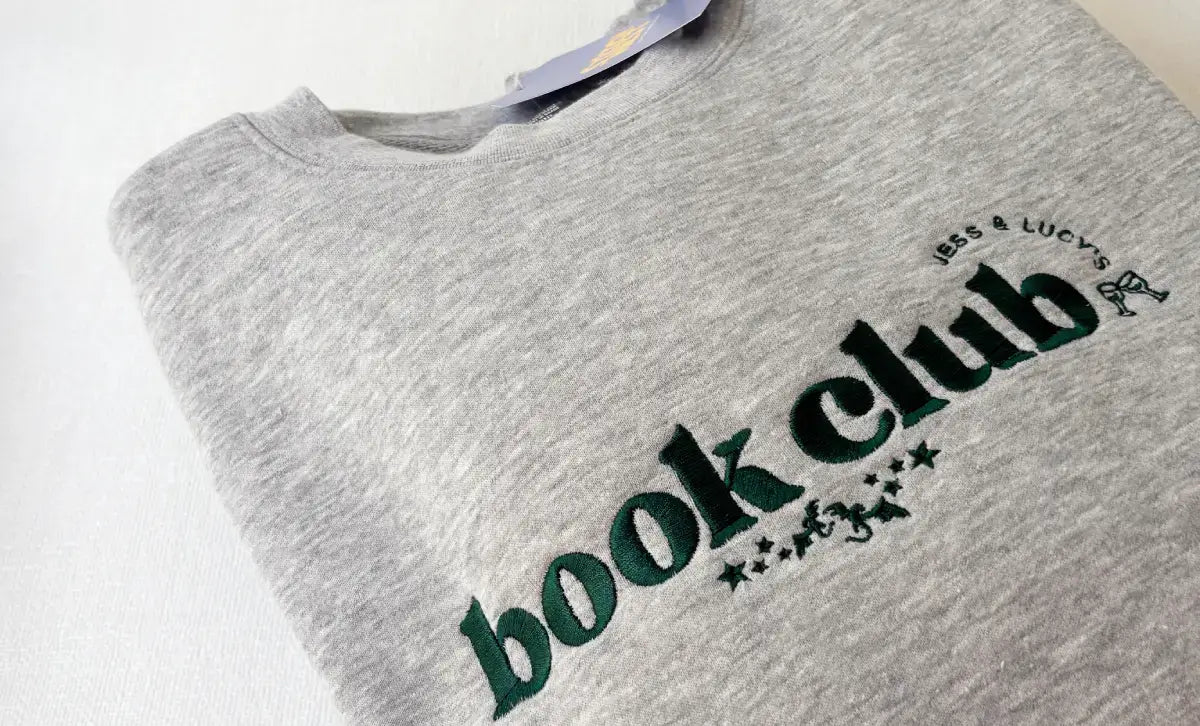Personalised embroidered crew sweatshirt in Grey — Stitch Nest, made to order in Ballarat