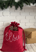 PRE ORDER - Christmas Personalised Velvet Santa Sack with Pom Pom's - Stitch Nest