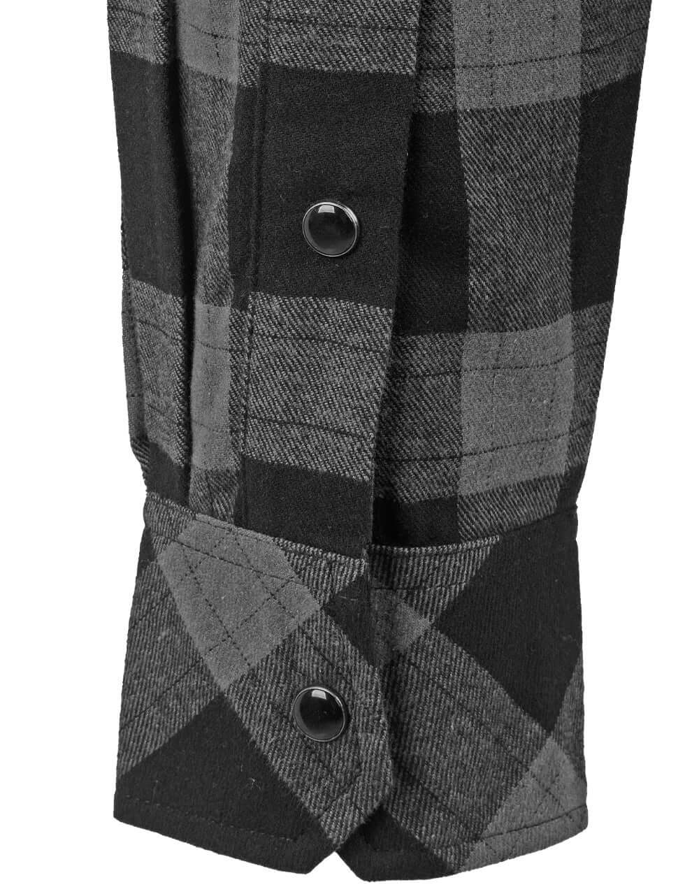 Personalised embroidered flannel shirt, sleeve detail — Stitch Nest, made to order in Ballarat