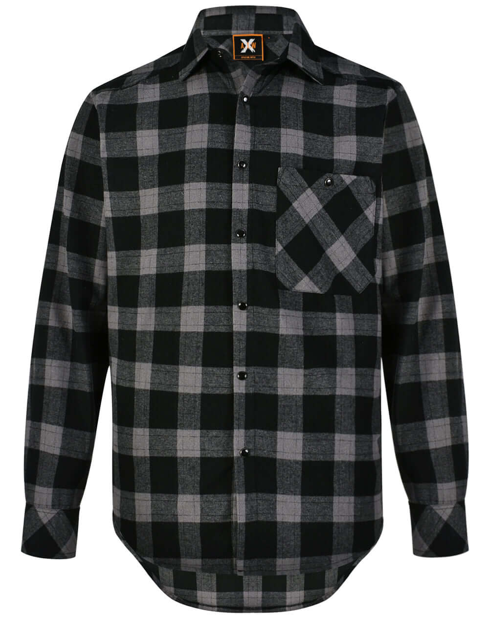 Personalised embroidered flannel shirt in Black/Charcoal — Stitch Nest, made to order in Ballarat