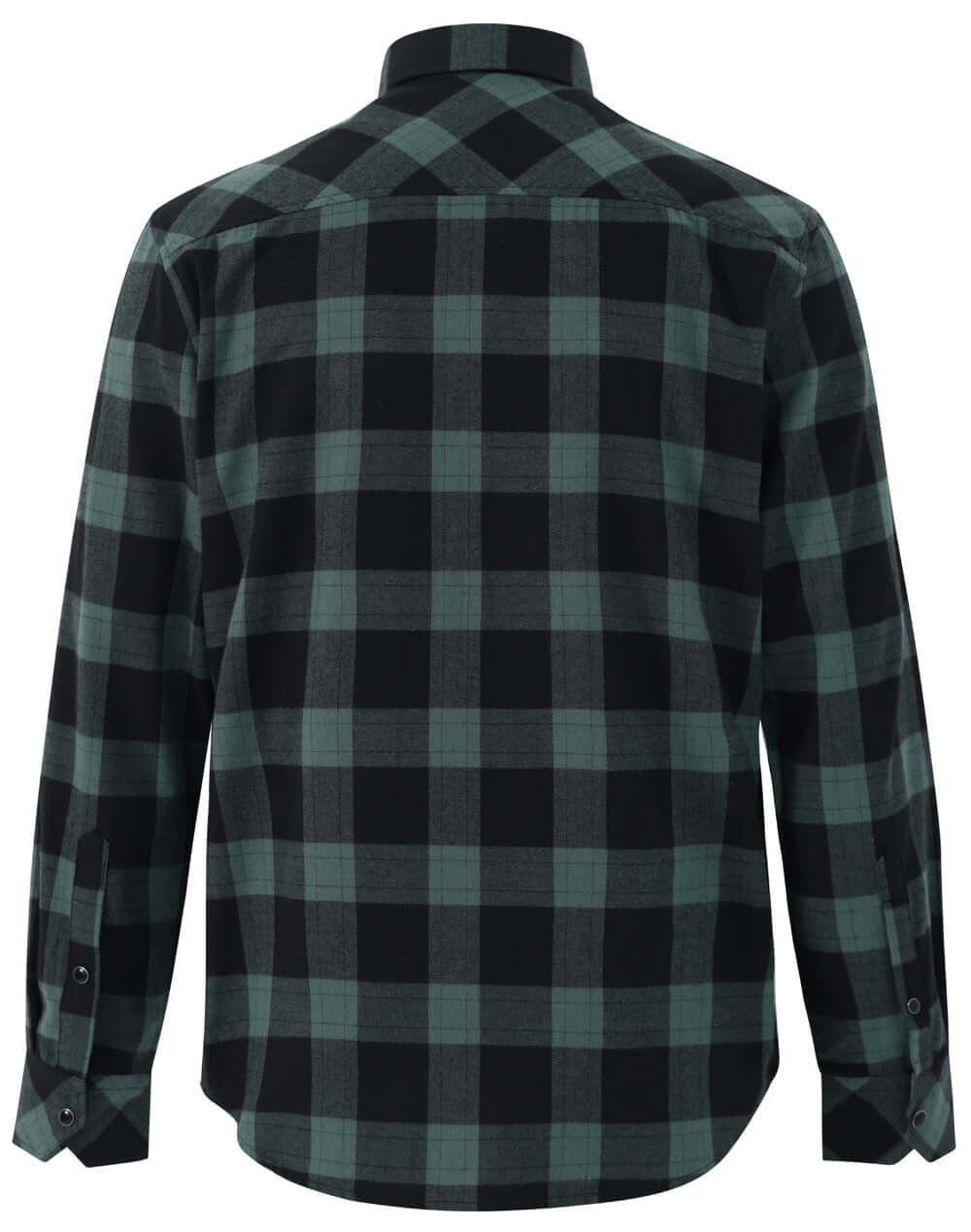 Personalised embroidered flannel shirt, back view — Stitch Nest, made to order in Ballarat