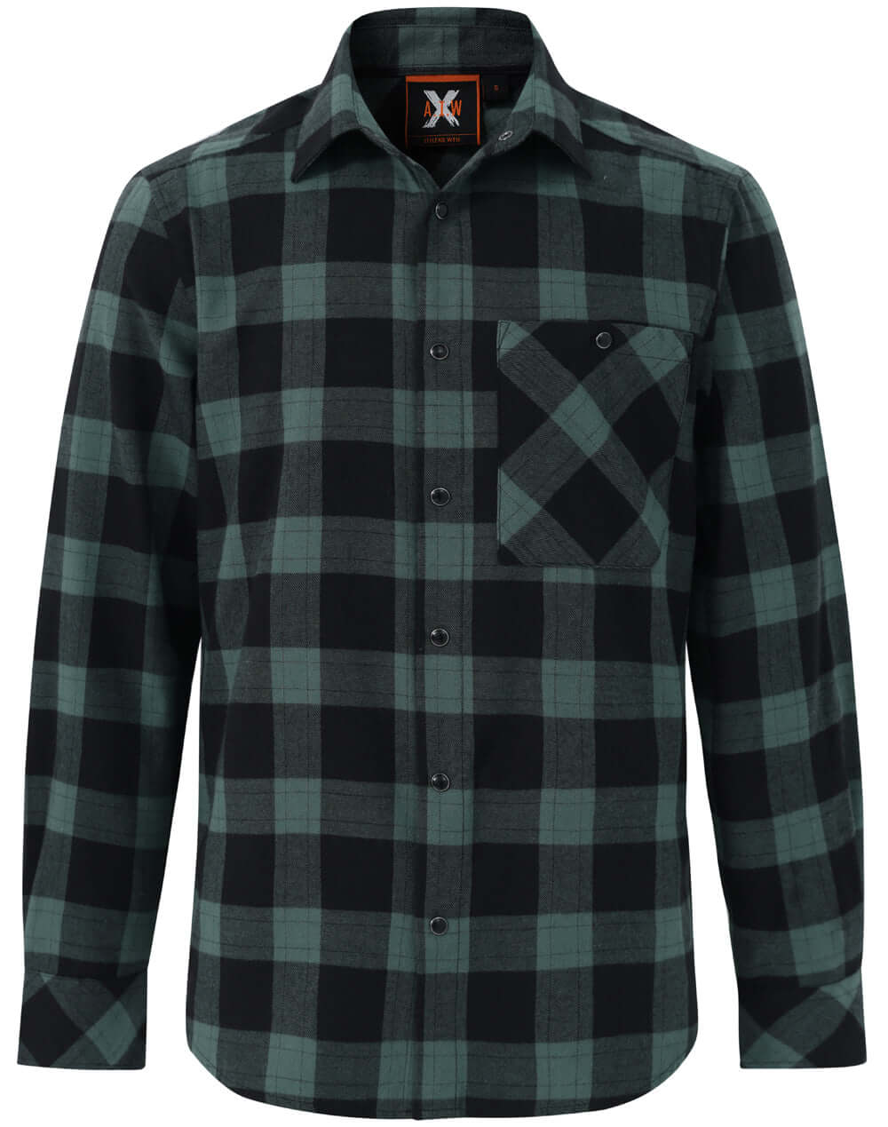Personalised embroidered flannel shirt in Black/Moss — Stitch Nest, made to order in Ballarat
