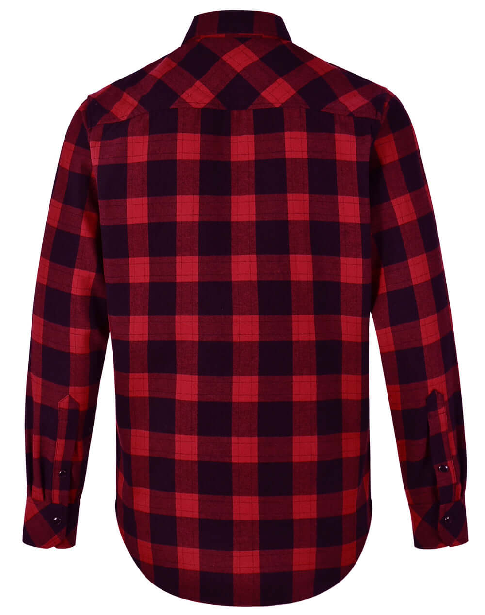 Personalised embroidered flannel shirt, back view — Stitch Nest, made to order in Ballarat