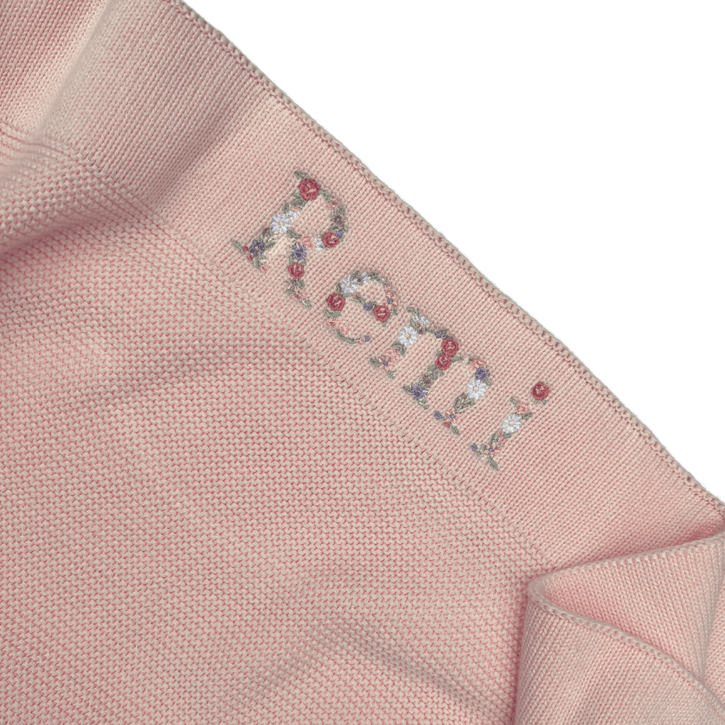Bloom Floral Personalised Baby Knitted Blanket - Stitch Nest