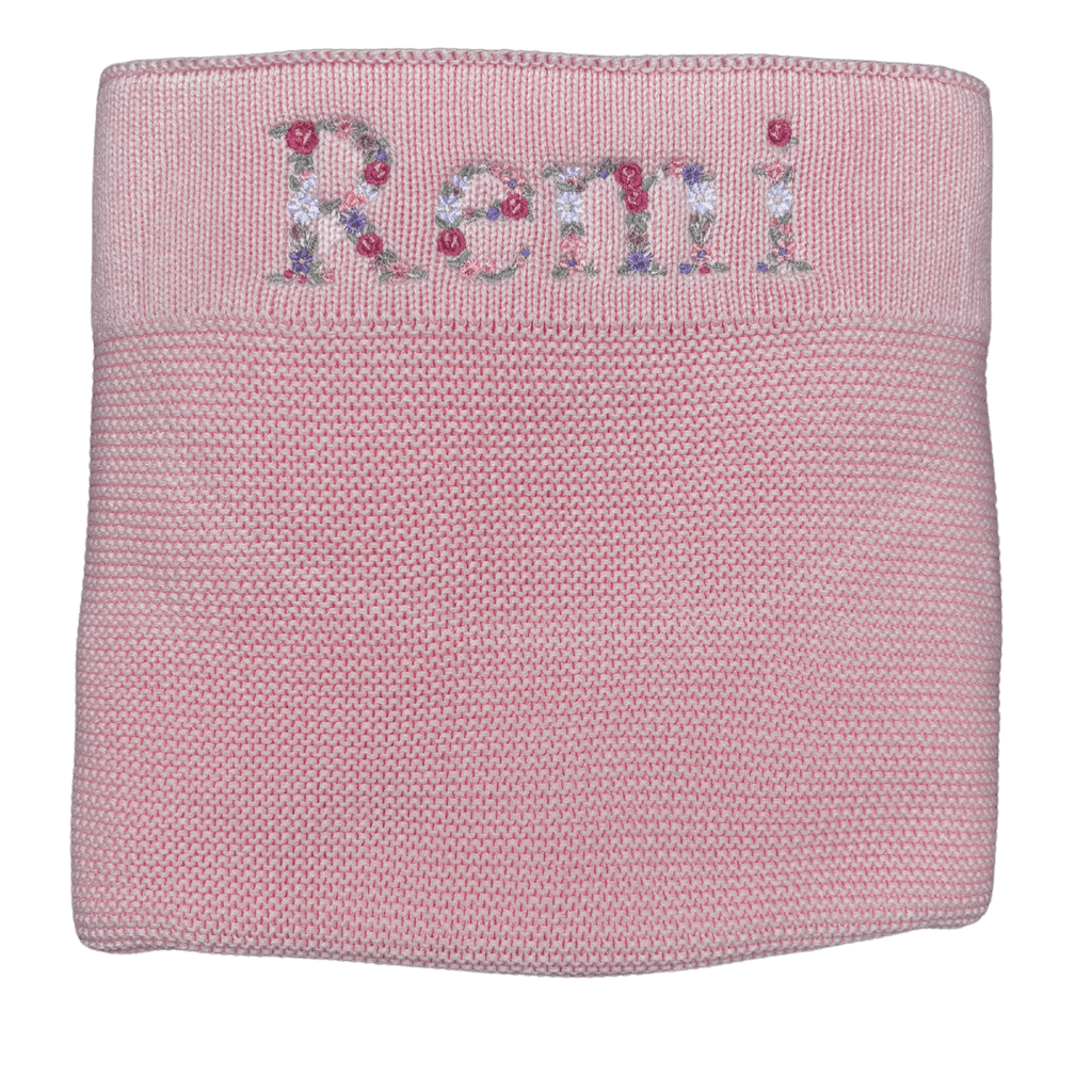 Bloom Floral Personalised Baby Knitted Blanket - Stitch Nest