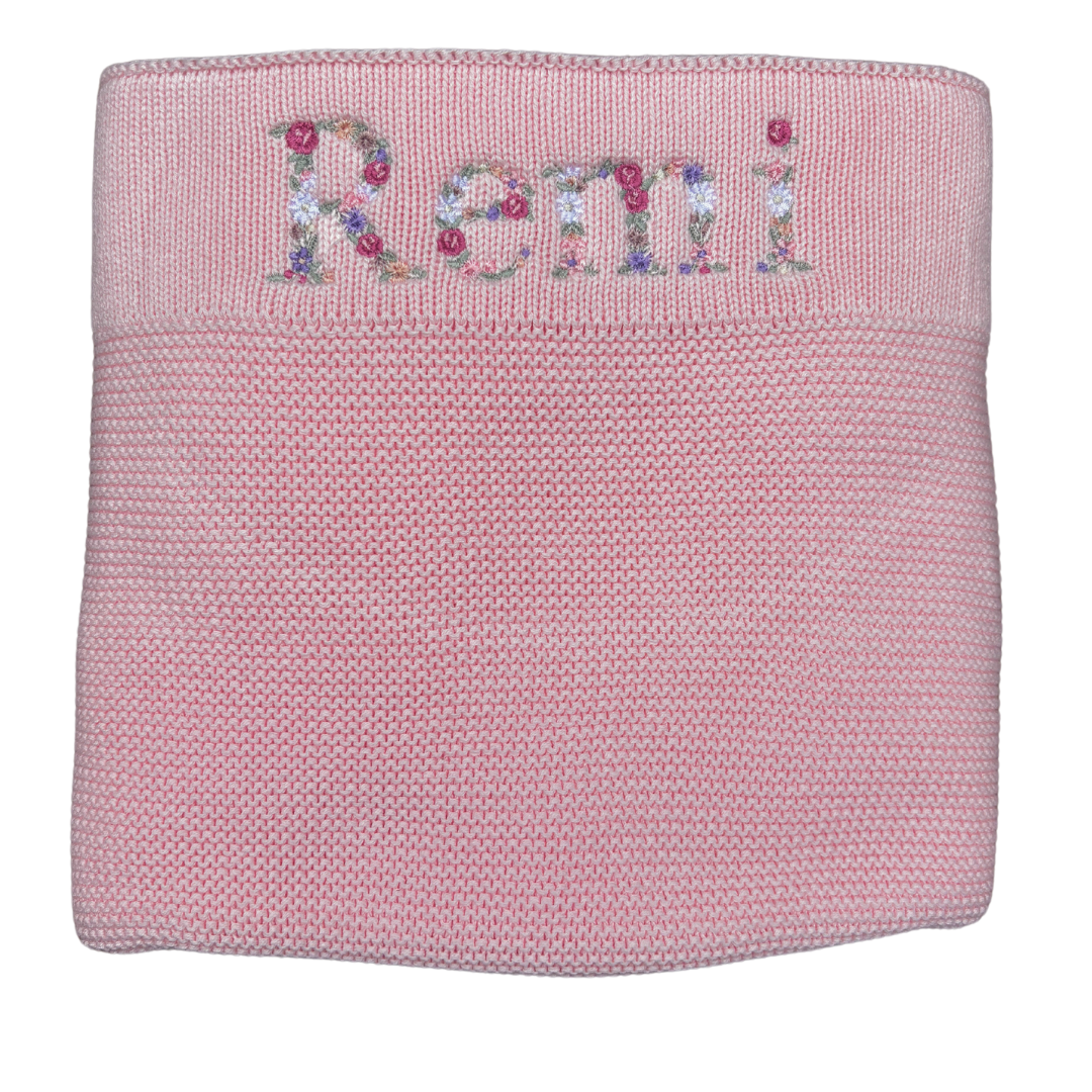 Bloom Floral Personalised Baby Knitted Blanket - Stitch Nest
