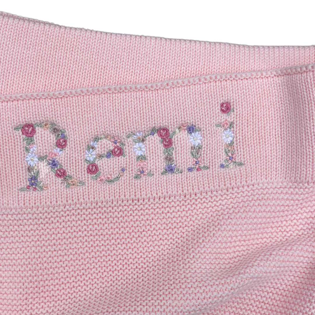 Bloom Floral Personalised Baby Knitted Blanket - Stitch Nest