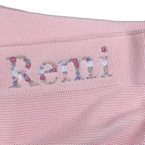 Bloom Floral Personalised Baby Knitted Blanket - Stitch Nest