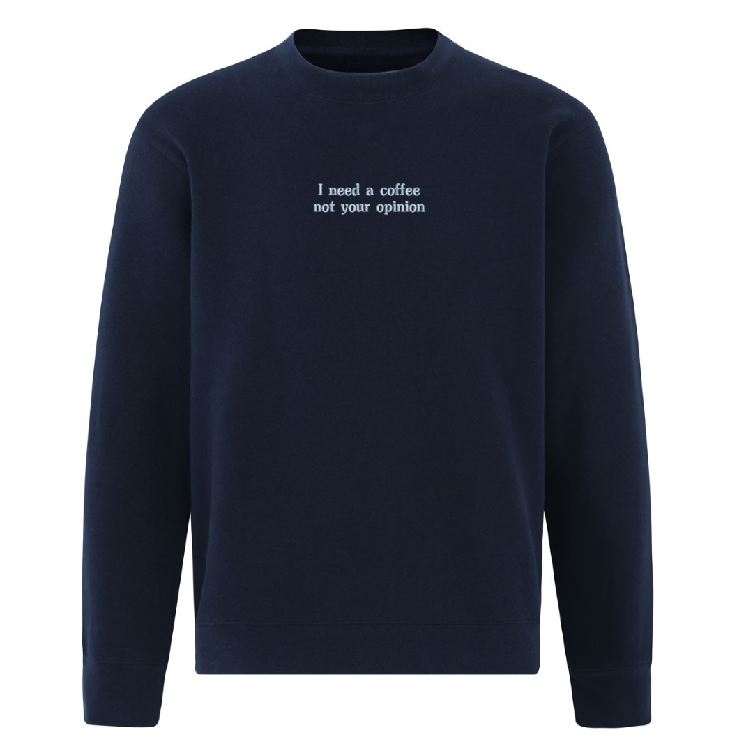 Personalised crew neck jumper with embroidery in navy