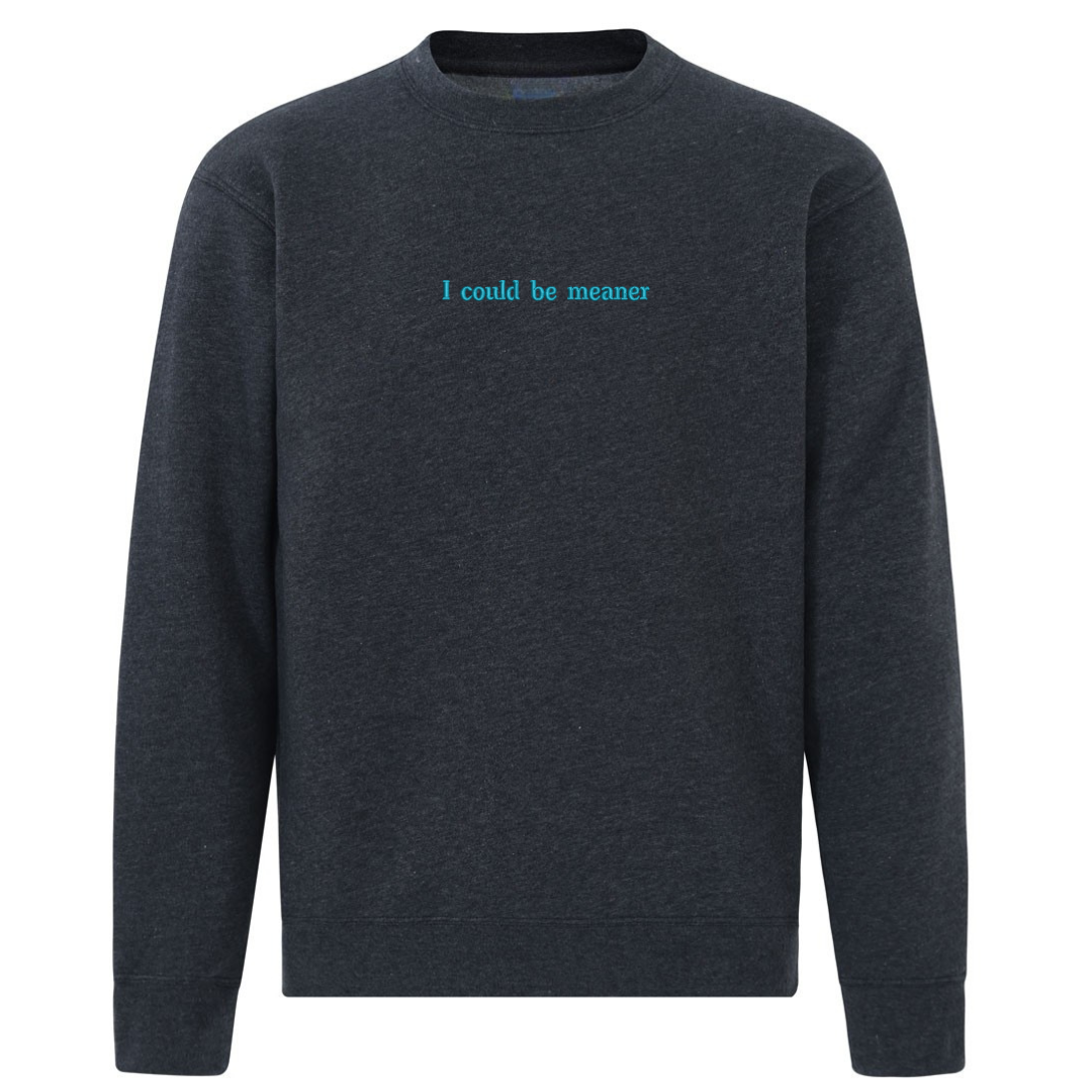 personalised crew neck embroidered jumper in colour charcoal
