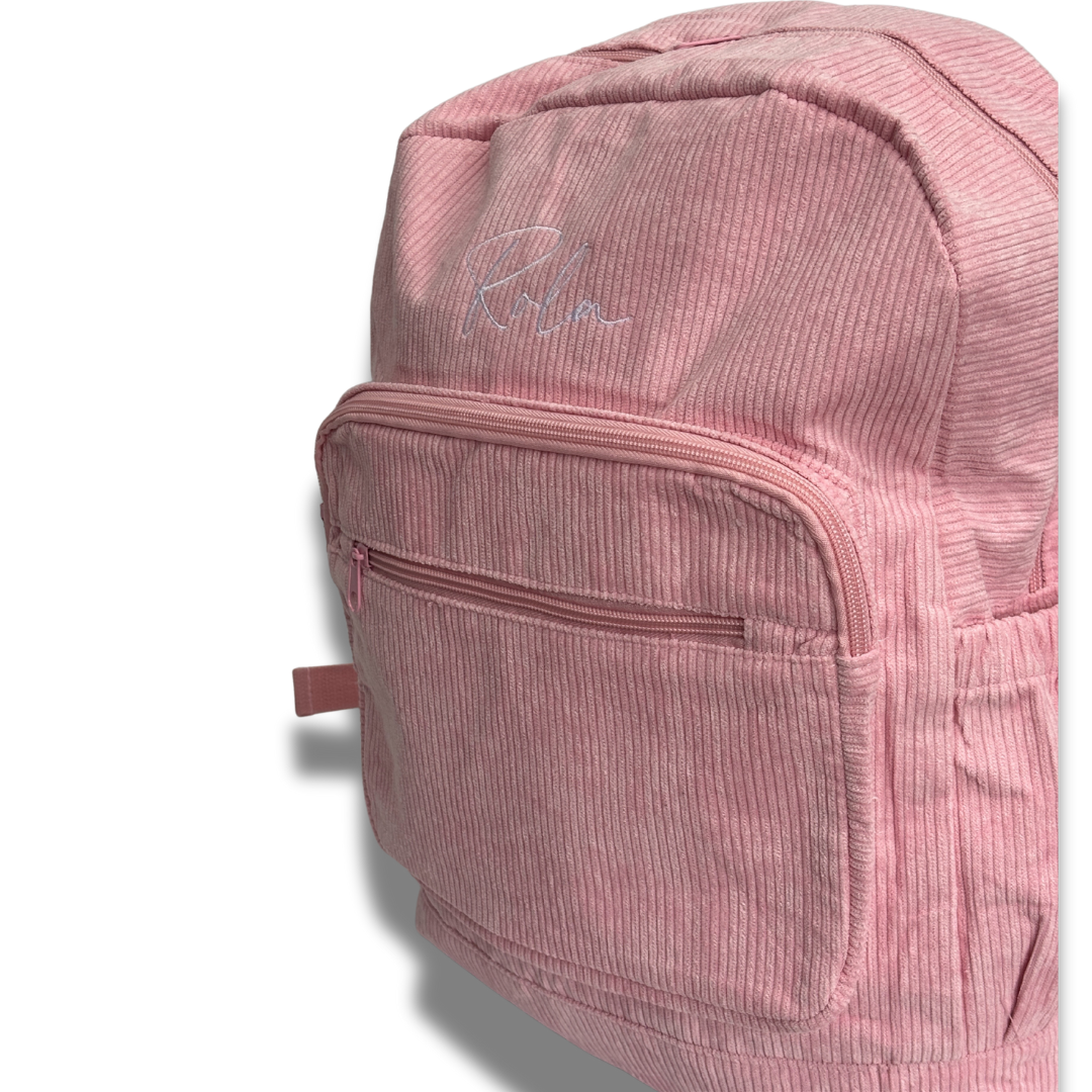Personalised Corduroy Kids Backpack – Custom Embroidered Name Bag - Stitch Nest